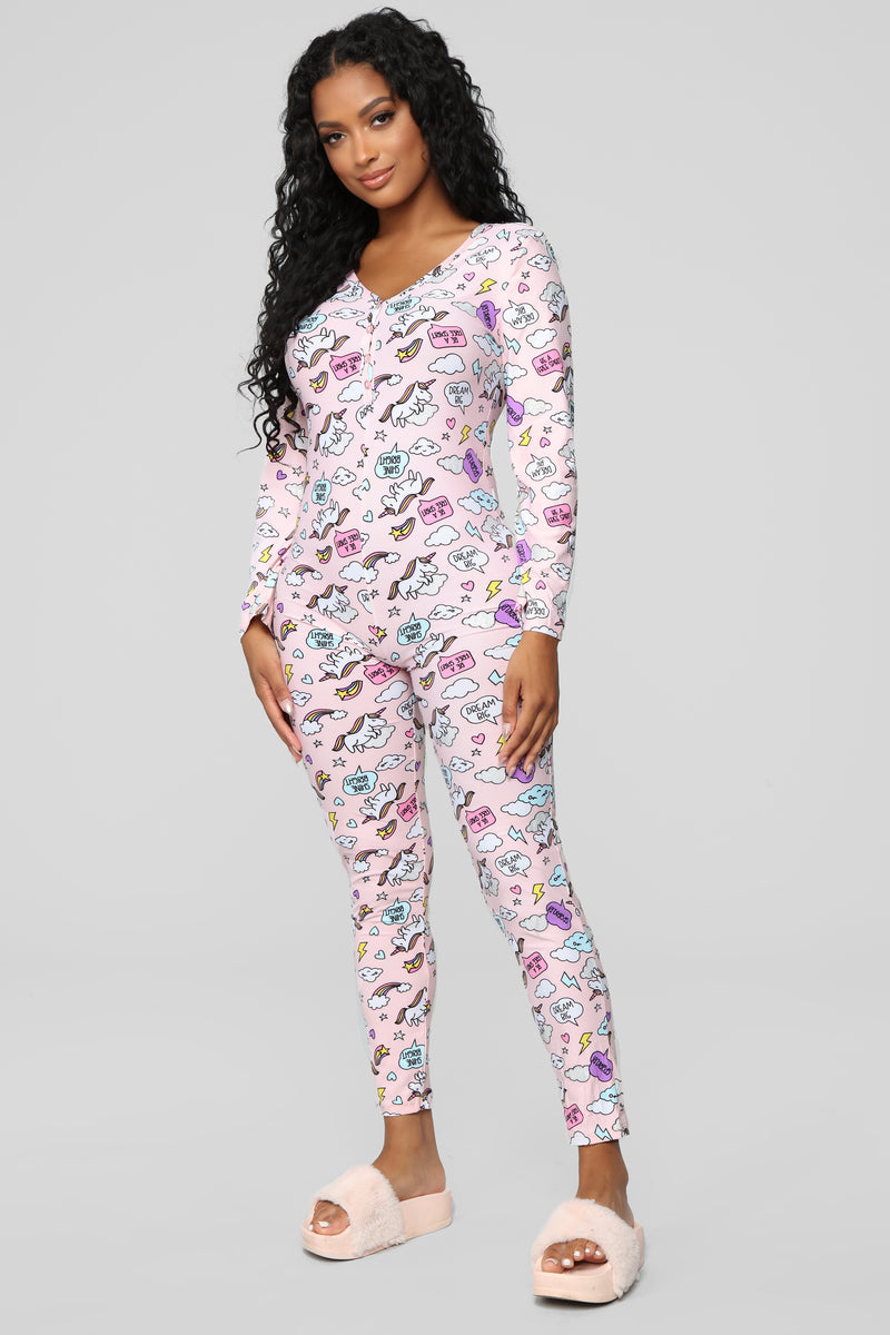 Miss Wilson Pj Onesie Pink Combo Fashion Nova Lingerie