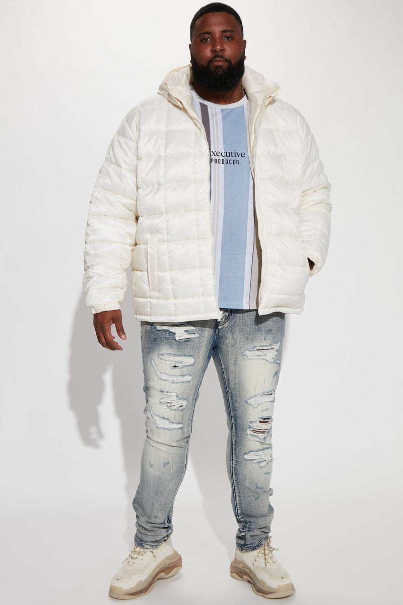Grenade Like Hooded Puffer Jacket Off White Fashion Nova Mens