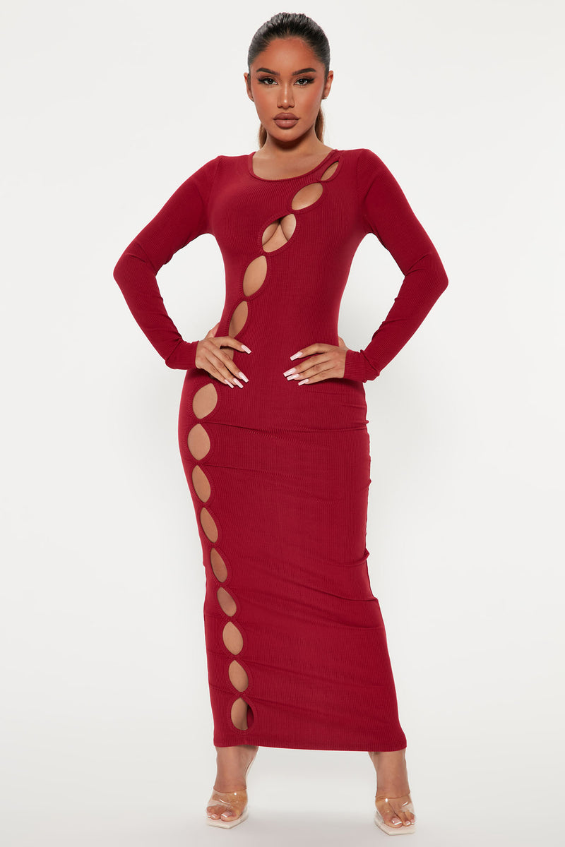 Red long sleeve dress fashion nova on sale