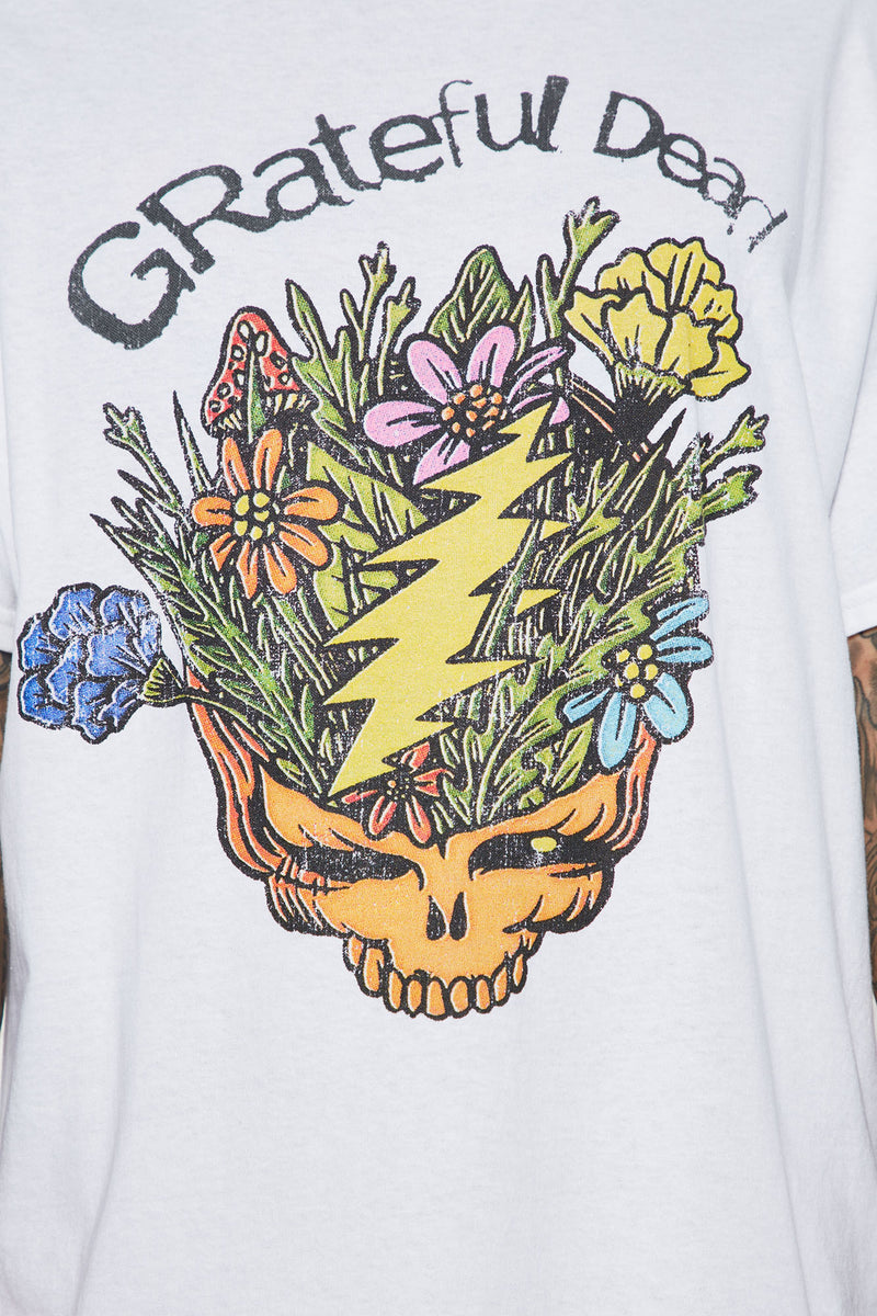 Grateful Dead Flower Brain Short Sleeve Tee White Fashion Nova