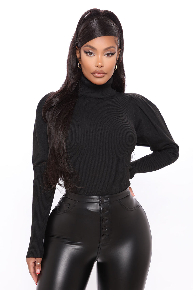 Black turtleneck top fashion nova