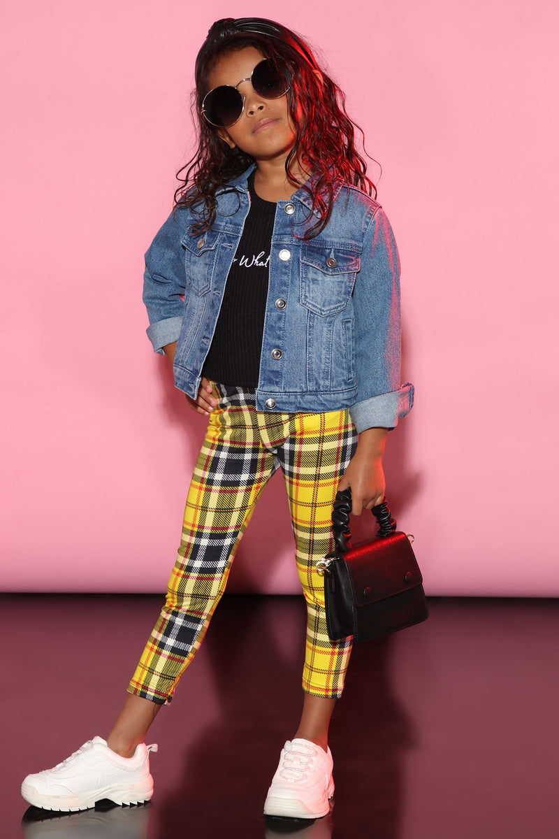 Unif yellow outlet plaid pants