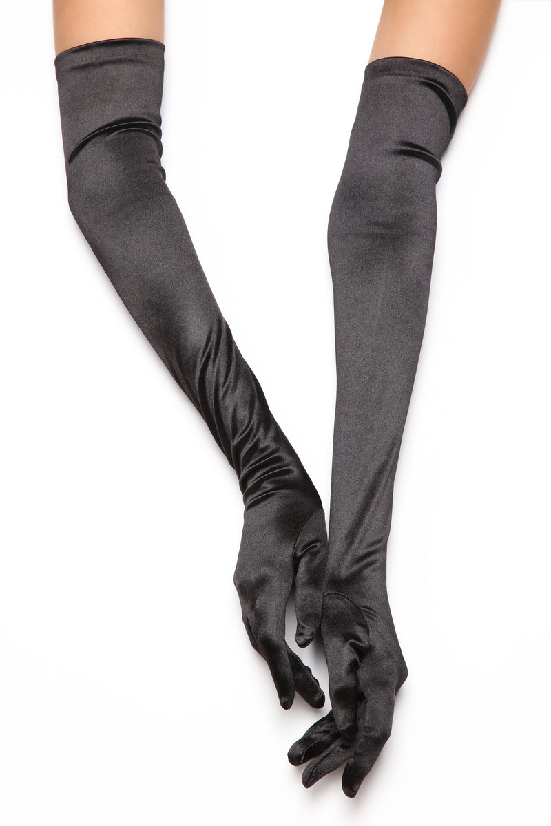 Long satin gloves clearance