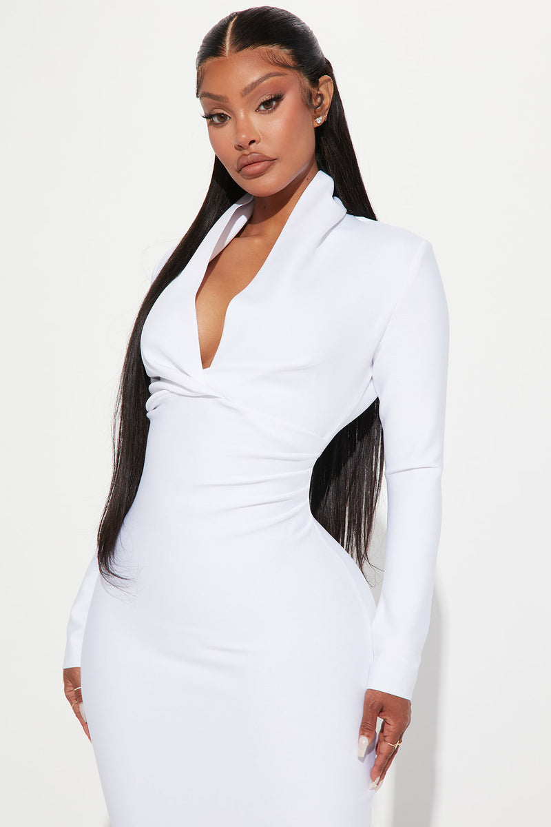 White long dress fashion nova discount