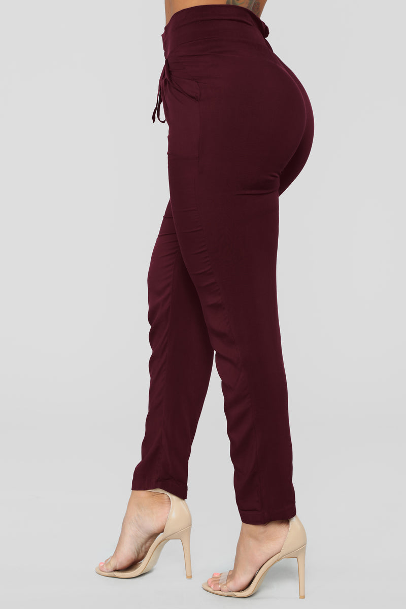 Maroon paper new arrivals bag pants