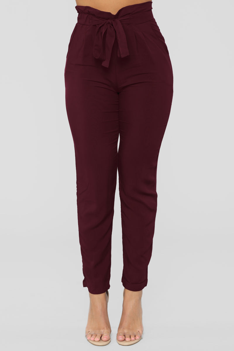 Maroon paper new arrivals bag pants