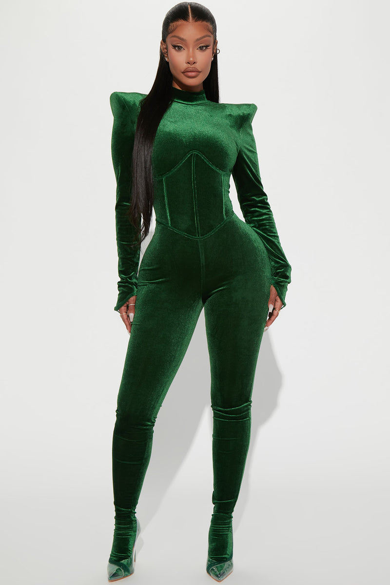 Green jumpsuit fashion nova deals