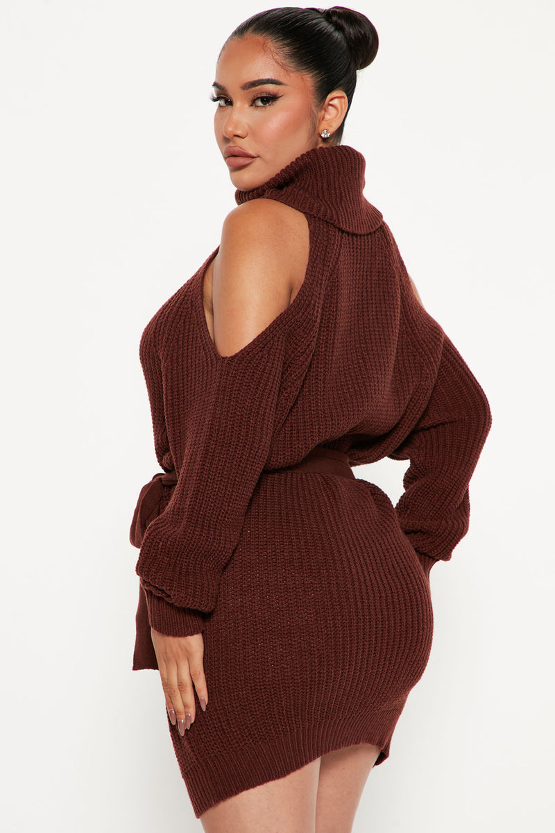 Giving Cold Shoulder Sweater Dress