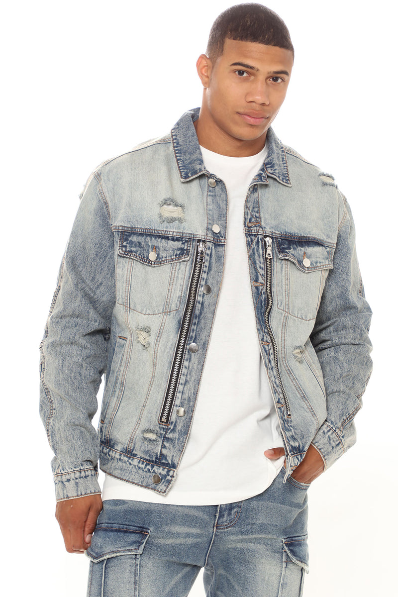 Medium wash online denim jacket mens
