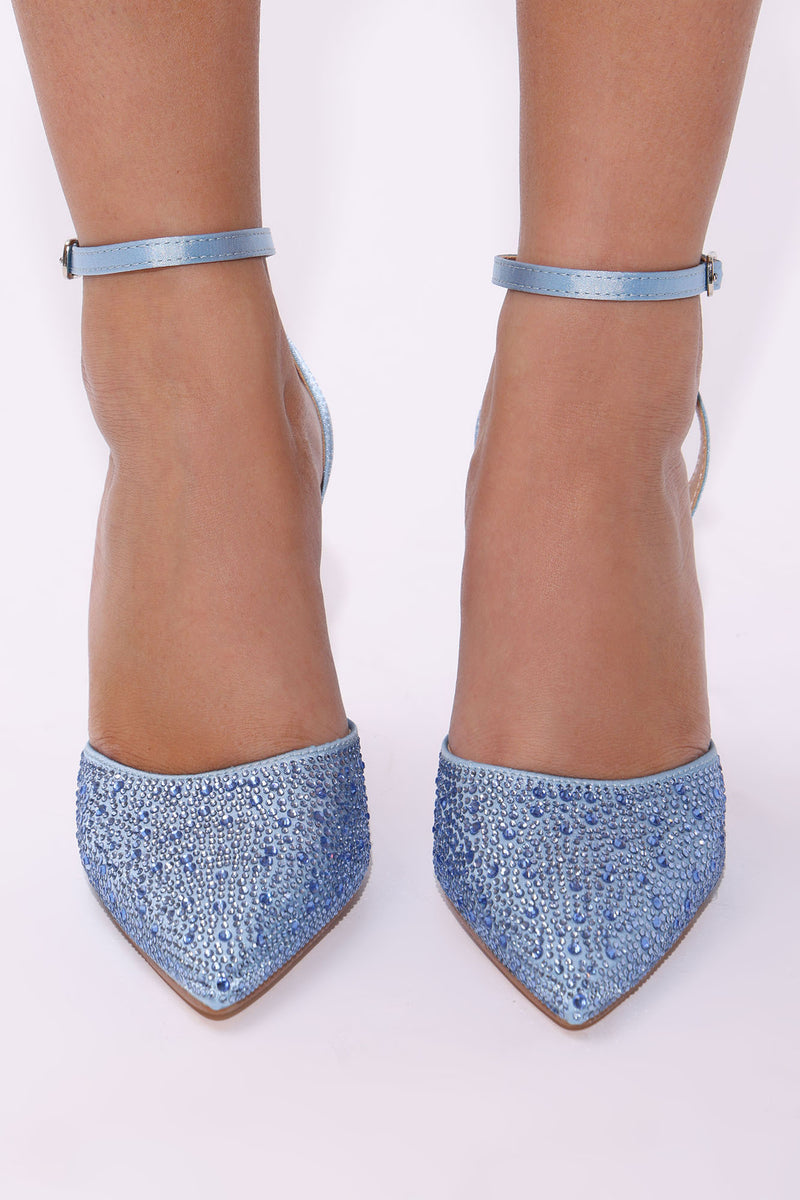 Rosalie Rhinestone Pumps Light Blue
