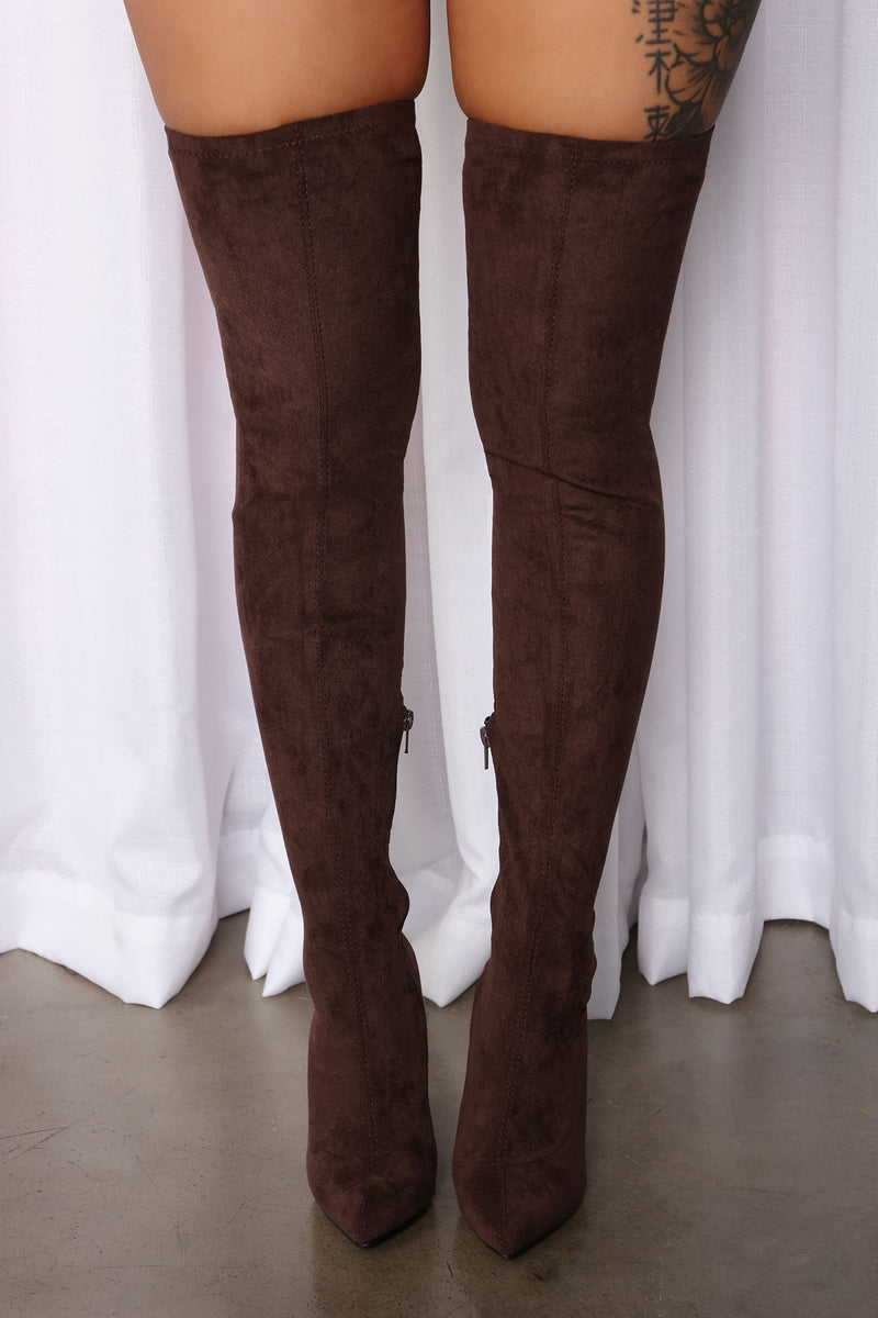 Dark brown over outlet the knee boots