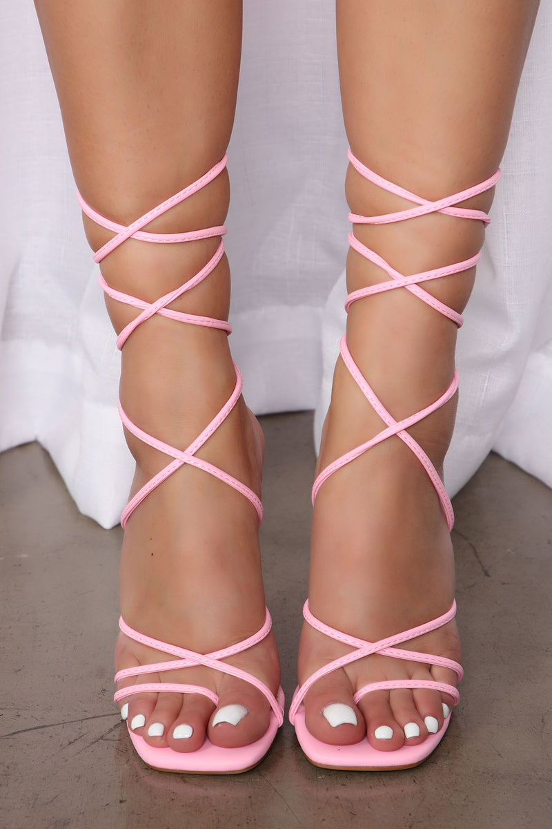 Light pink lace best sale up heels