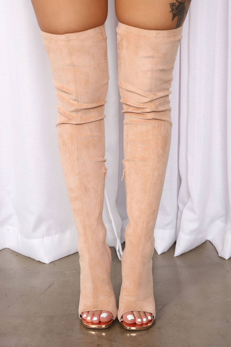 Over the knee boots nude top