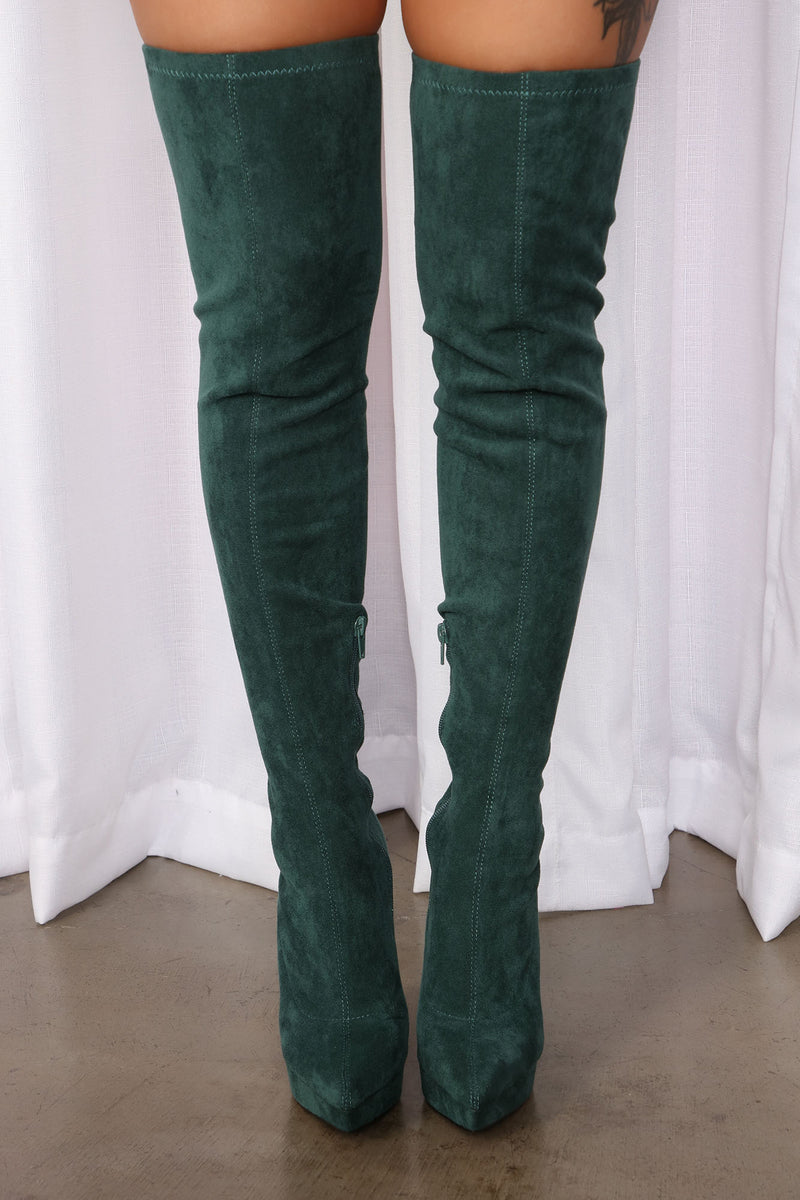 Teal over discount the knee boots