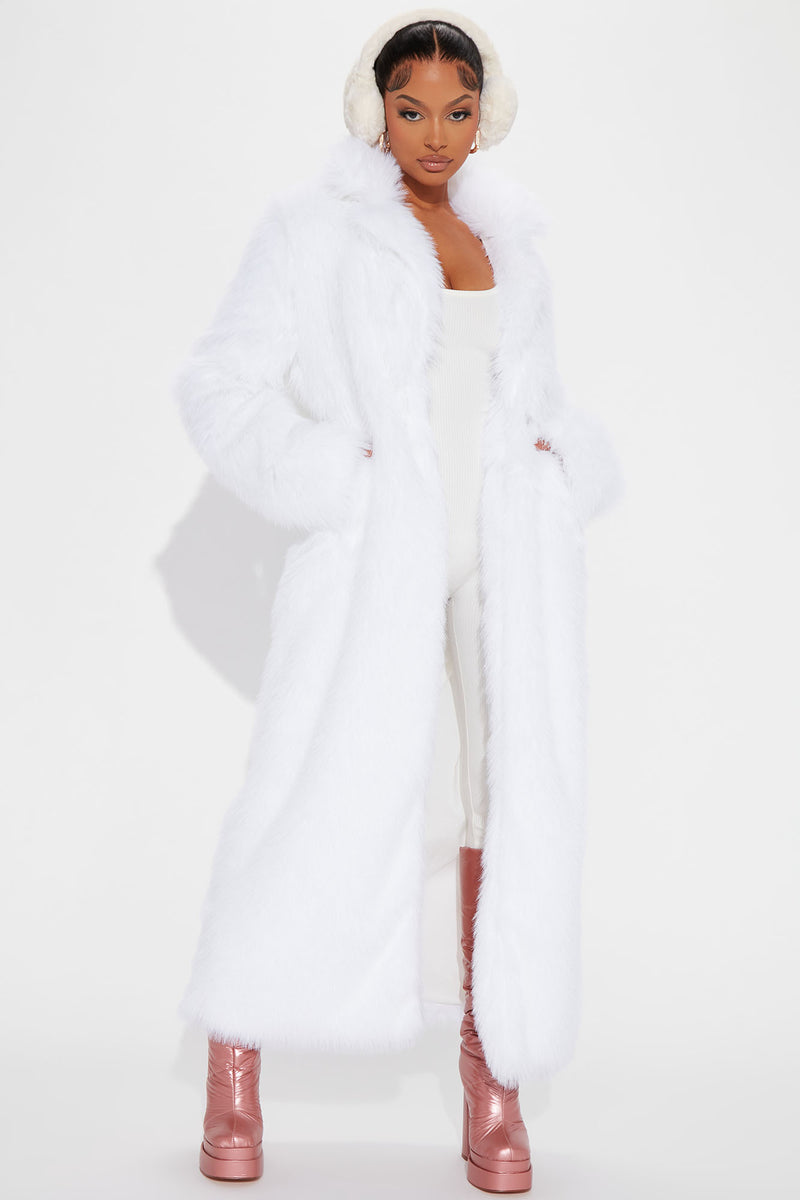 The It Girl Faux Fur Coat White