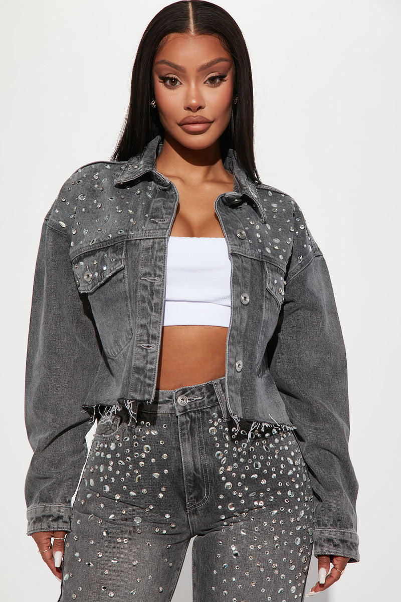 Fashion nova store black denim jacket