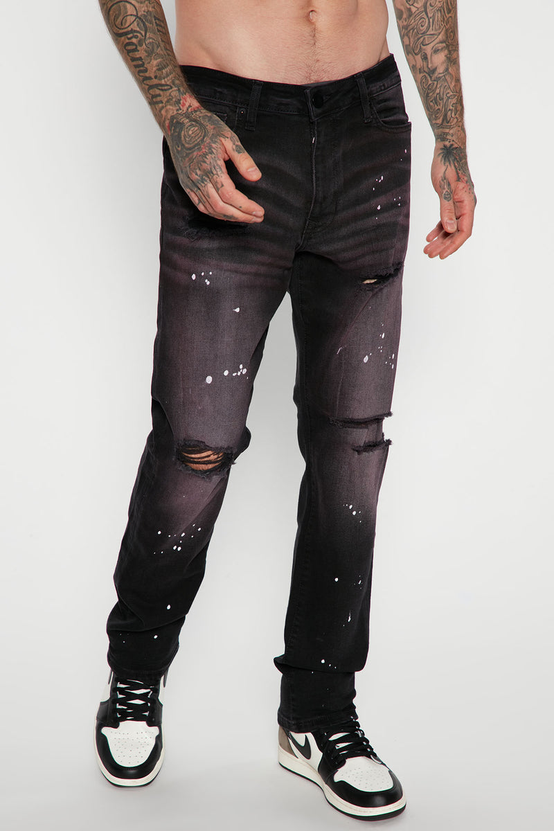 Mens jeans cheap paint splatter