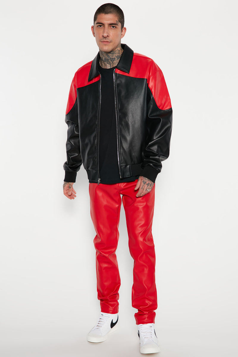 Red leather pants fashion nova shop