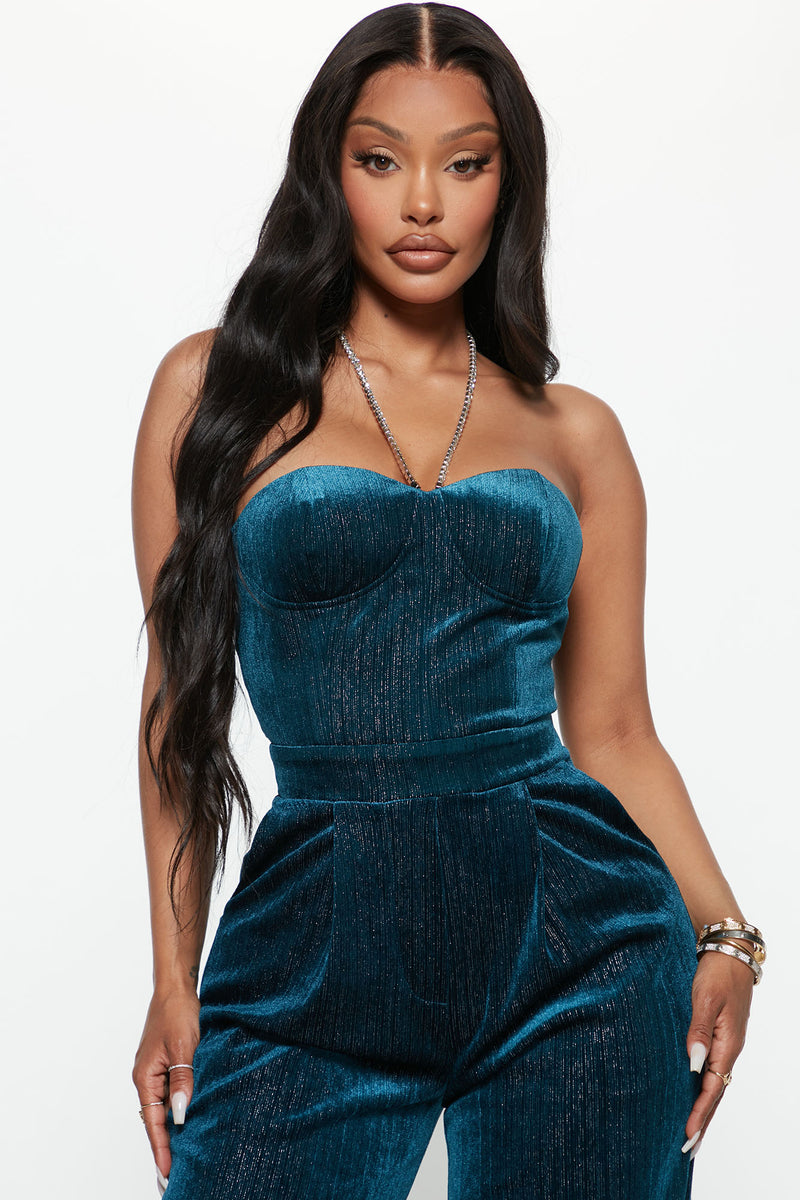 Strapless velvet jumpsuit store