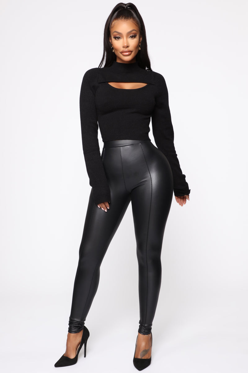 Leather leggings cheap fashion nova