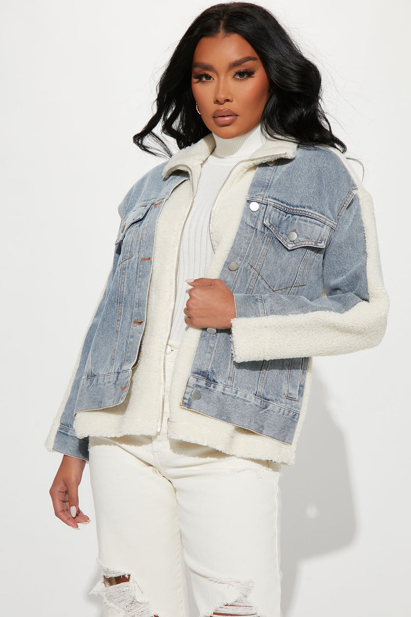 Weekend Sherpa Denim Jacket Light Wash