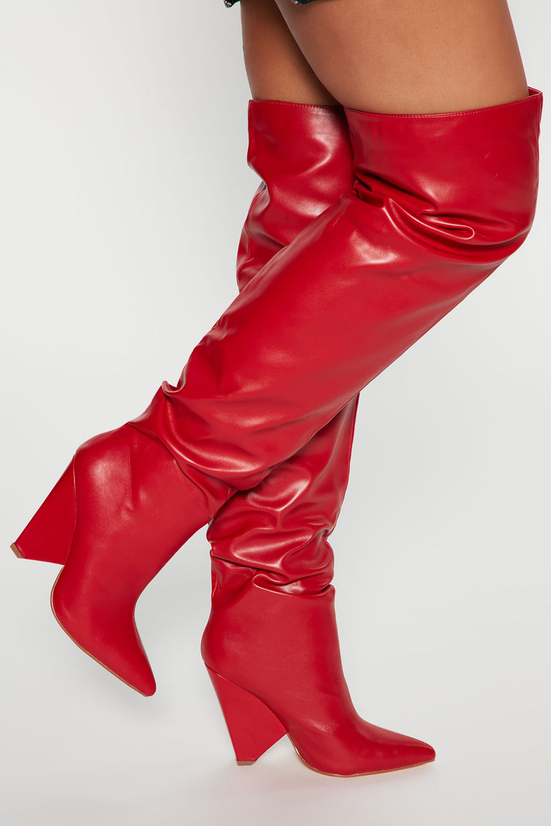 Stay In Touch Over The Knee Boots Red Fashion Nova Shoes
