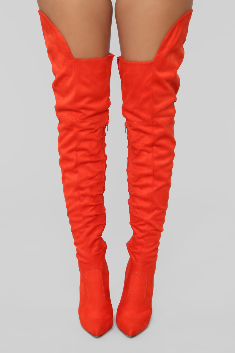 Orange thigh online high heels