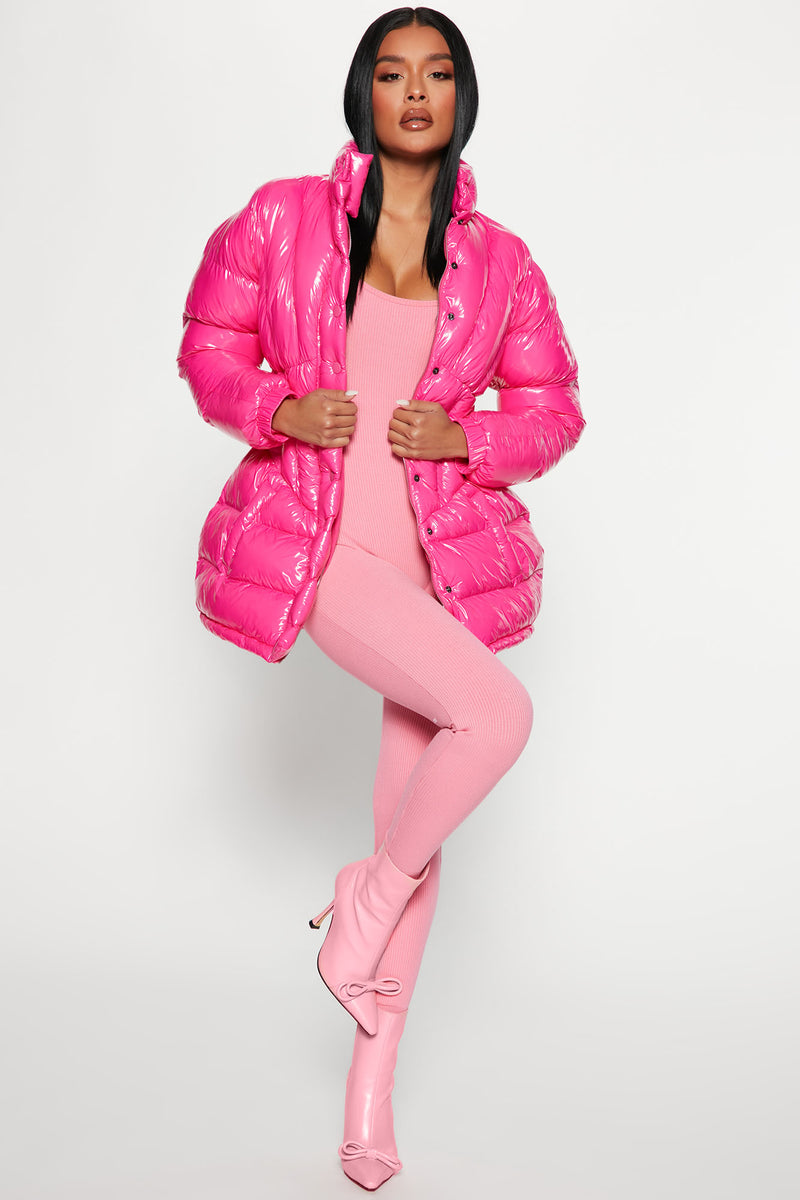 Red latex bubble coat cheap
