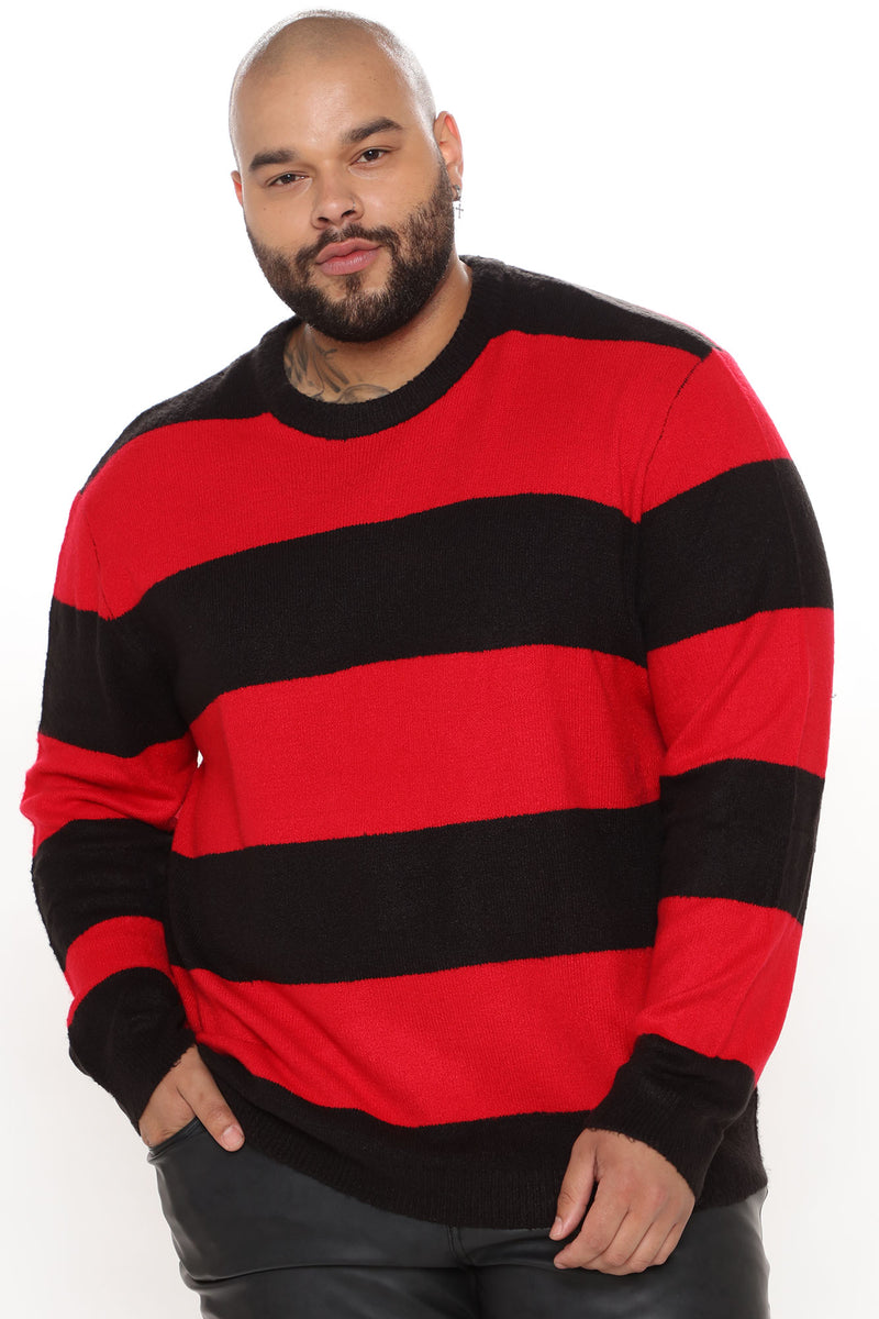 Black and sales red sweater mens