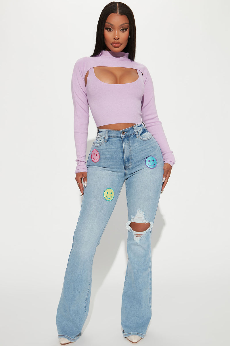 Now And Later Smile Flare Jeans Light Wash