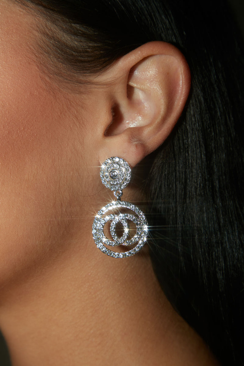 Double Take Rhinestone Earrings Silver Fashion Nova, Jewelry