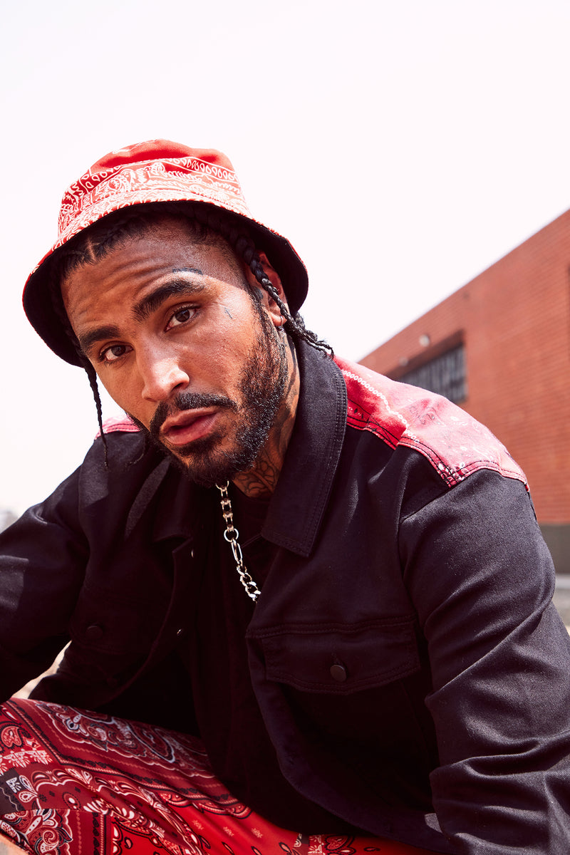 Red bandana clearance bucket hat