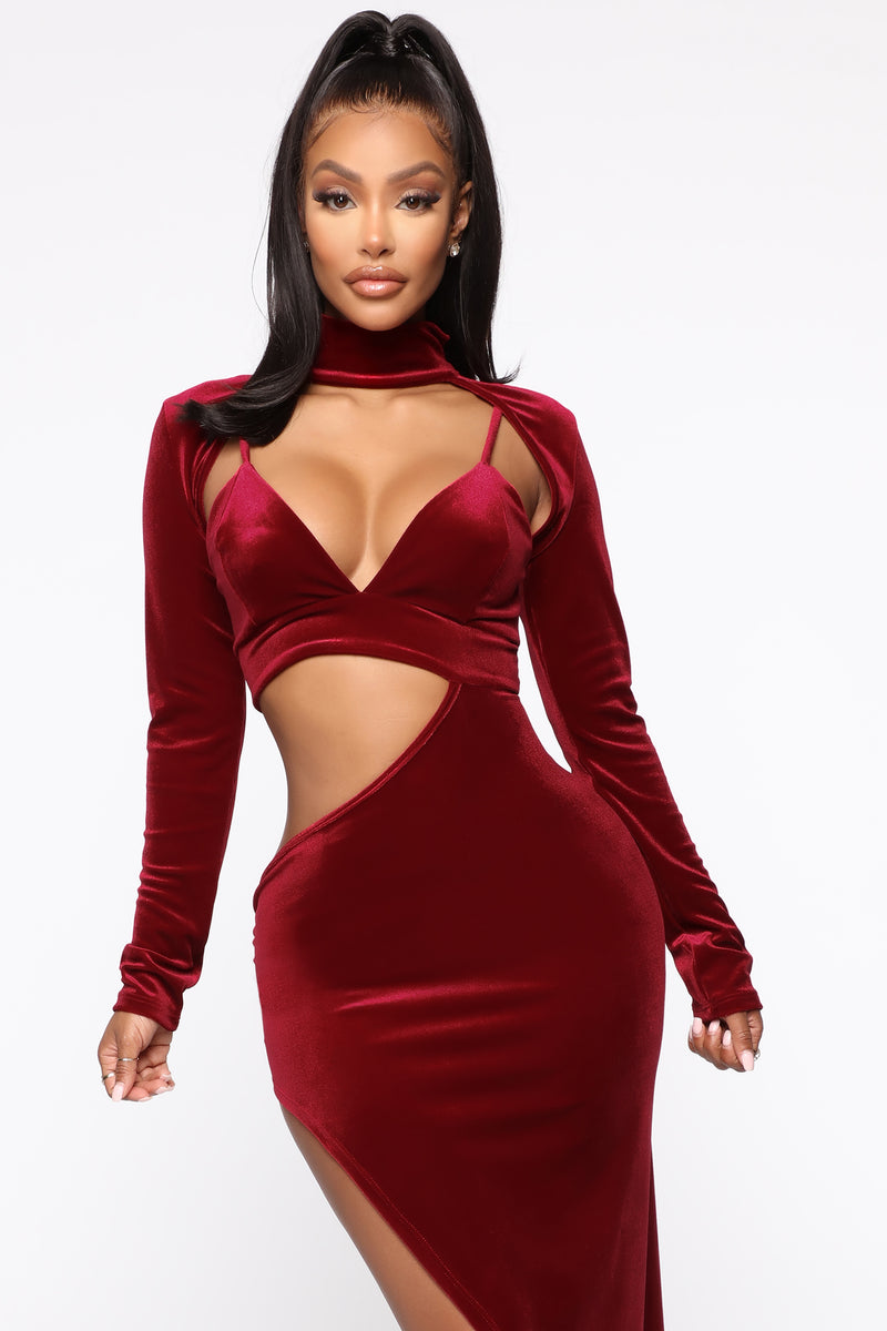 Sexy burgundy outlet dress