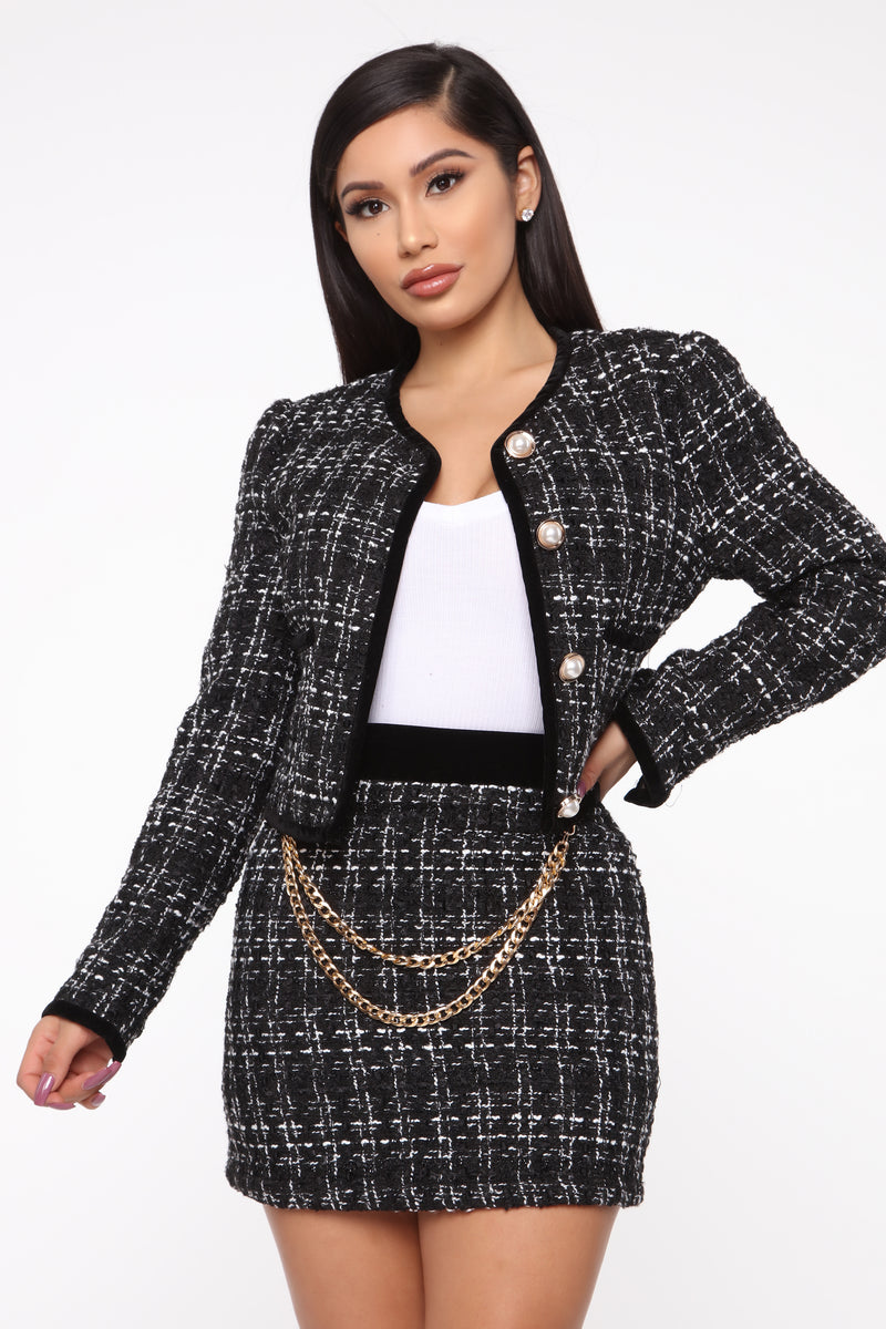 Lady Like Tweed Set Black White Fashion Nova Matching Sets