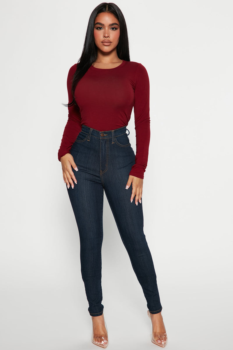 Julia Long Sleeve Top Burgundy