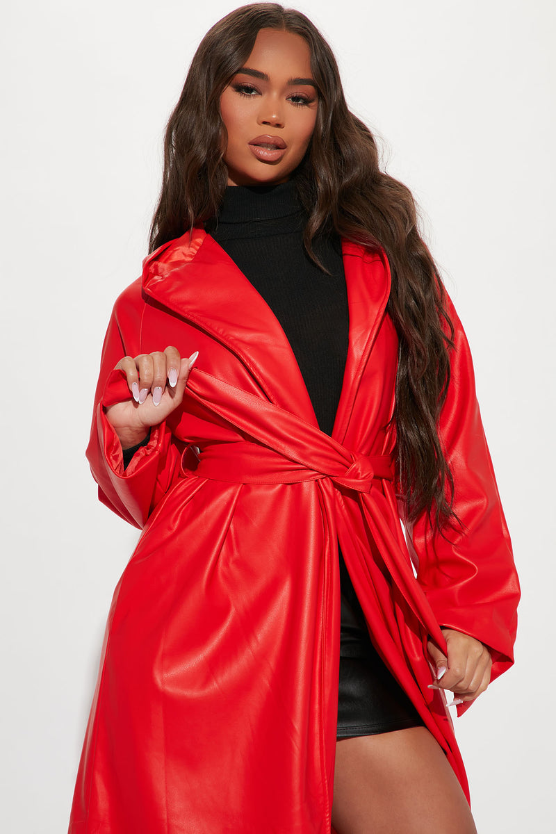 Fashion nova red coat 2025