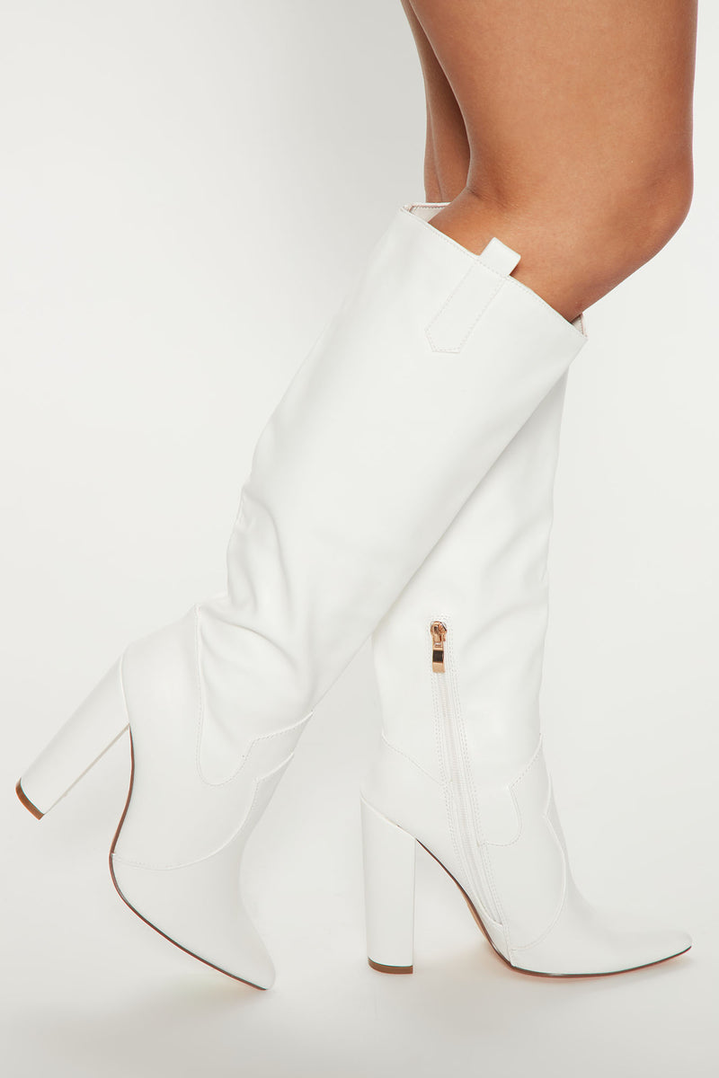 Tanya Knee High Boots White Fashion Nova Shoes Fashion Nova