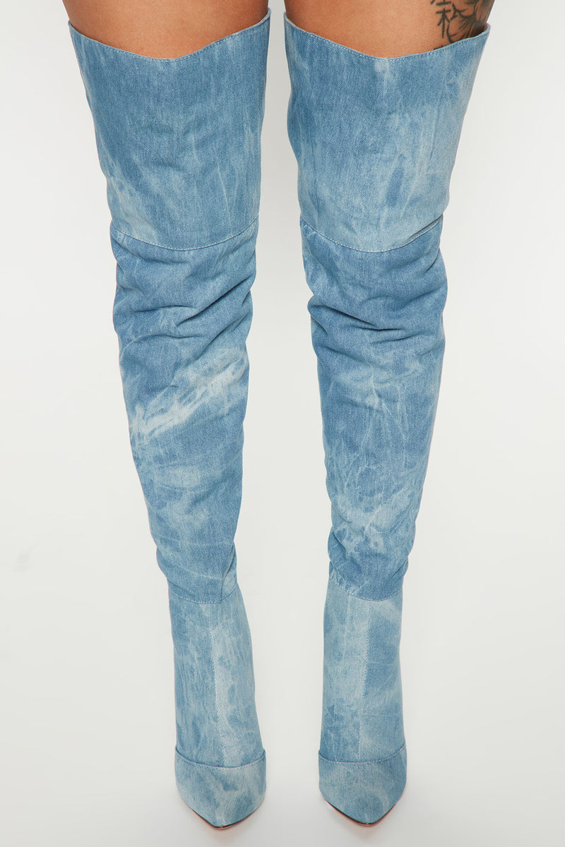 Skylar Over The Knee Boots Denim