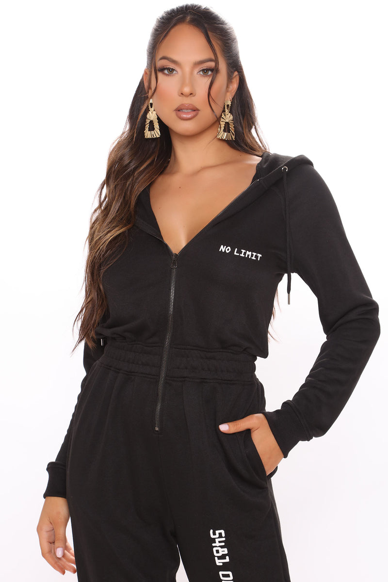 No Limit Sweat Jumpsuit Black