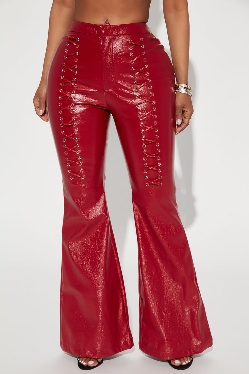 Always Bad Faux Leather Pant 32 Red