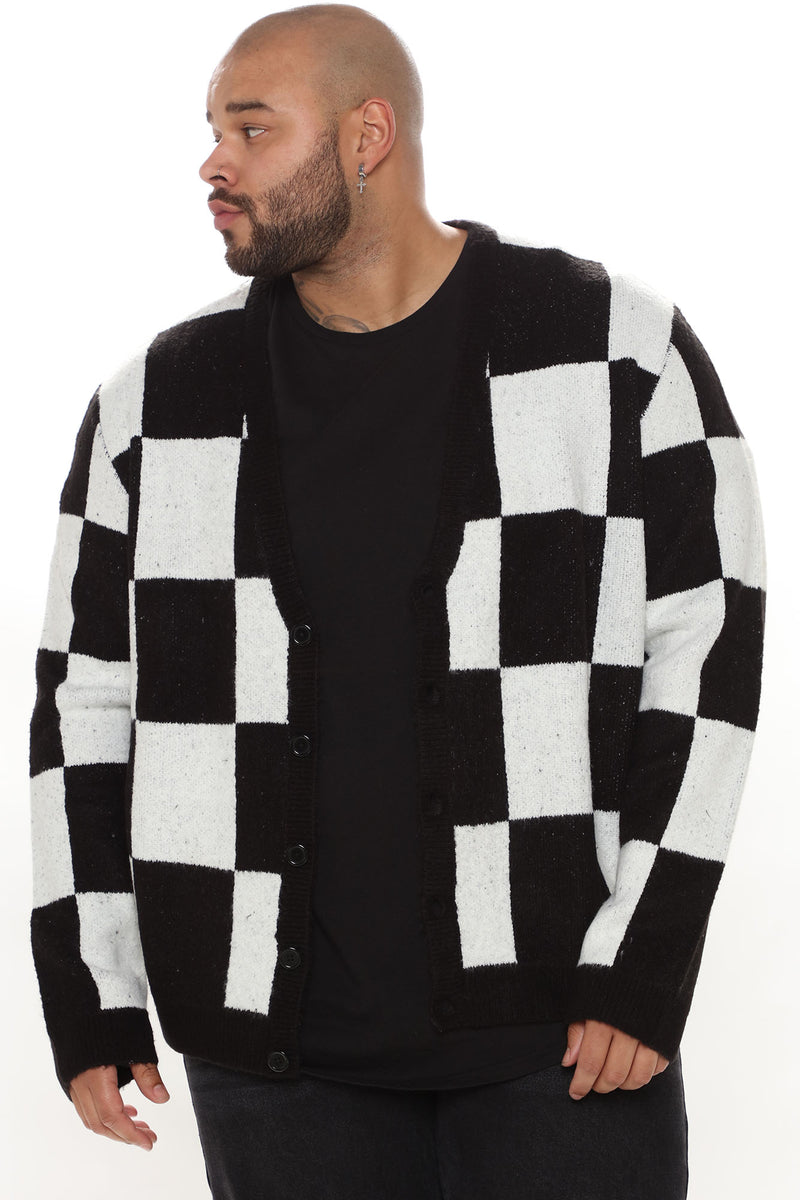 Checkered on sale cardigan mens