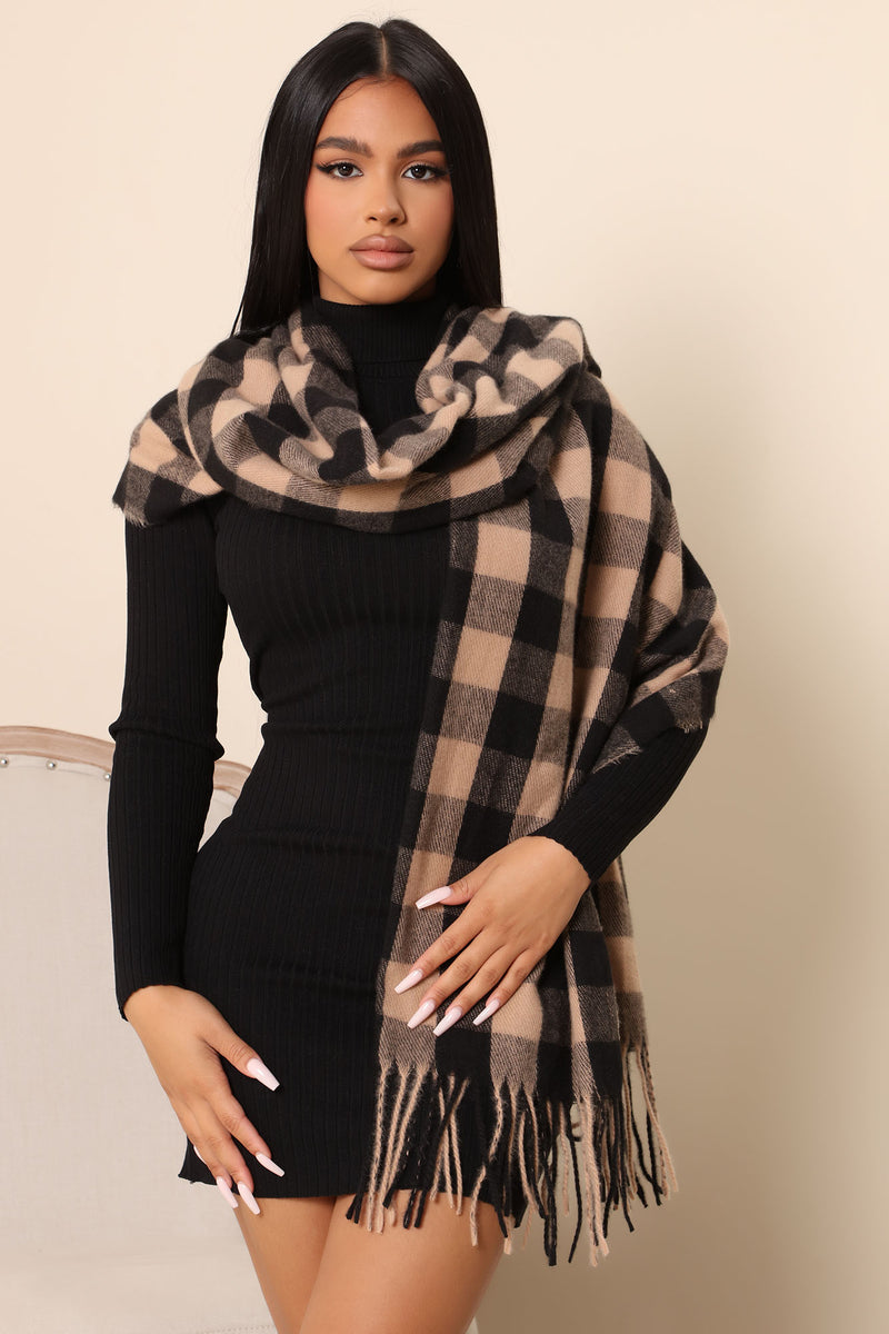 Black and sale brown blanket scarf