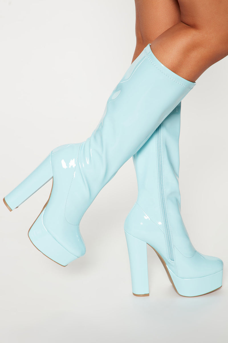 Standing Out Knee High Boots Light Blue