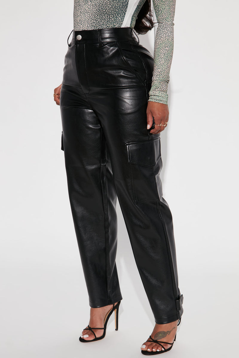 Something About You Faux Leather Cargo Pant 32 - Black, Fashion Nova, Pants