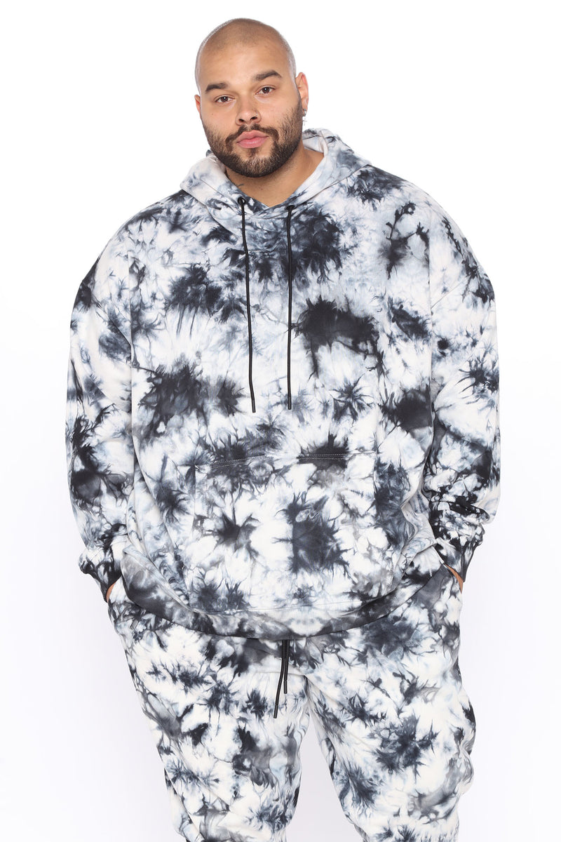 Alix Tie Dye Pullover Hoodie White Black