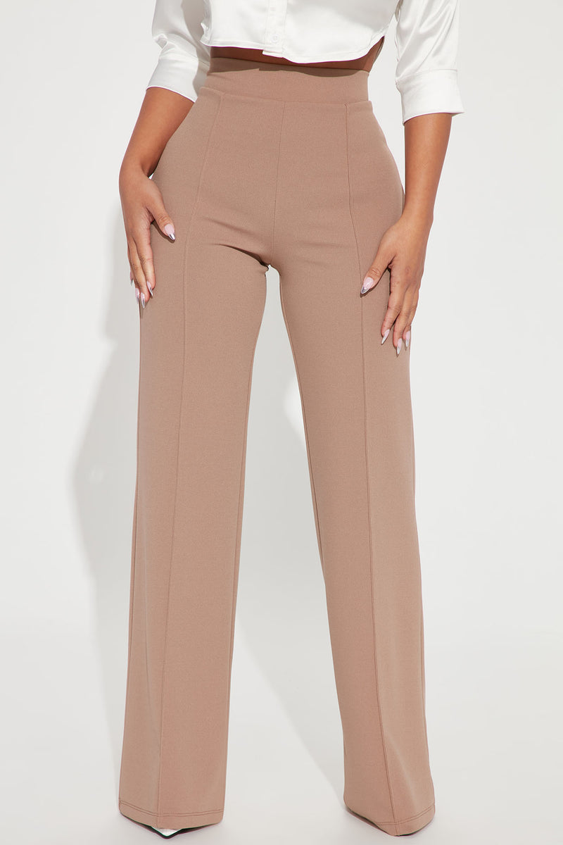 Petite Victoria High Waisted Dress Pants Taupe
