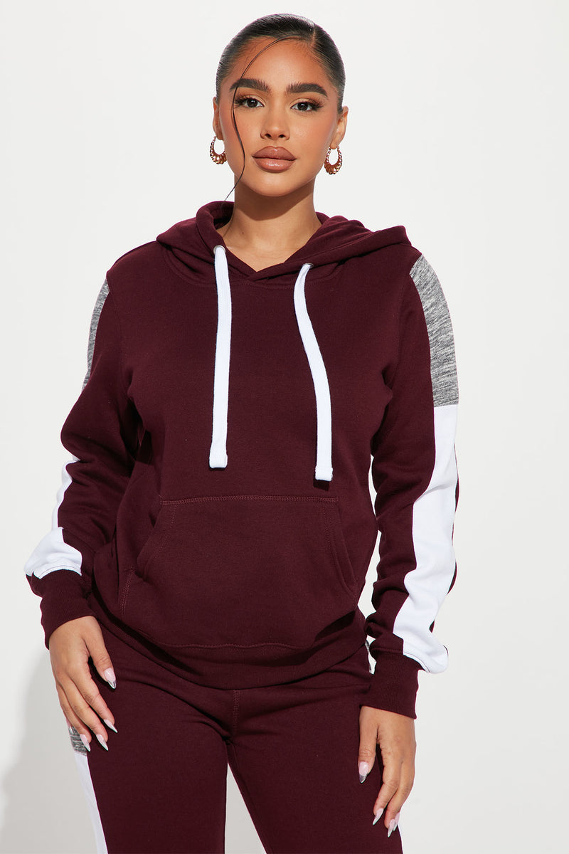 Analissa Pullover Hoodie Maroon Fashion Nova Knit Tops