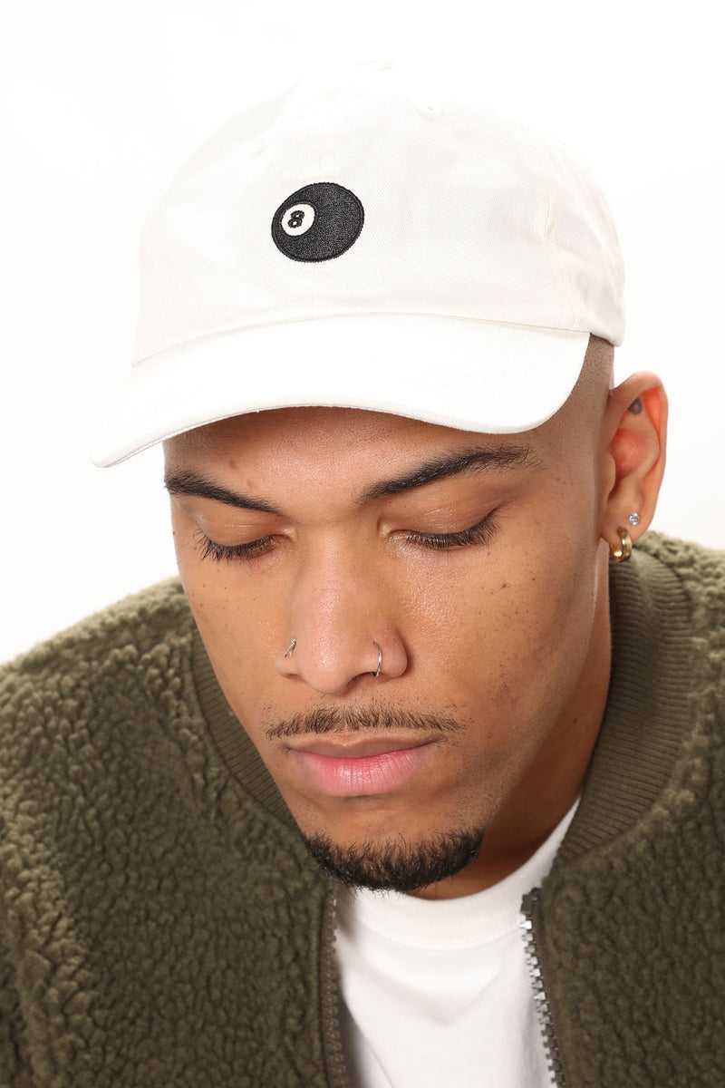 Embroidered 8 Ball Dad Hat White Fashion Nova, Mens Accessories