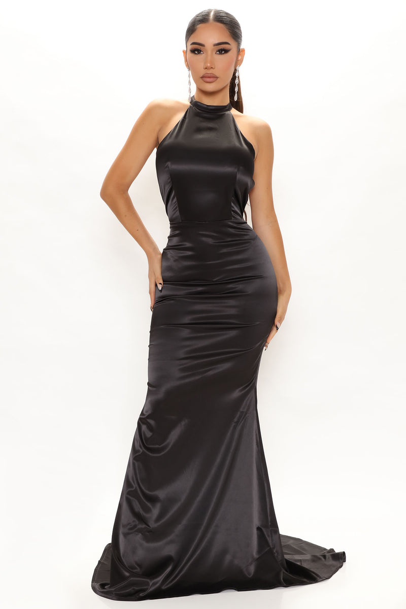 Champagne Diet Satin Maxi Dress