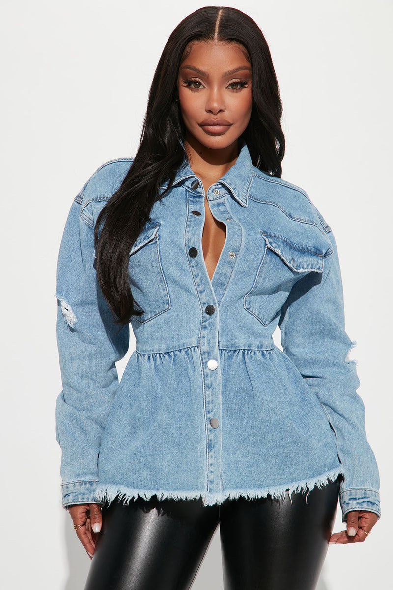 Fashion nova denim shirt clearance